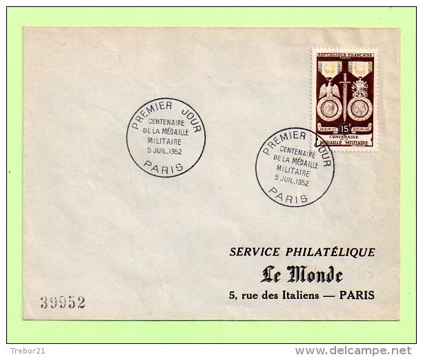 F.D.C. Yvert    927  MÉDAILLE MILITAIRE , Paris - ....-1949