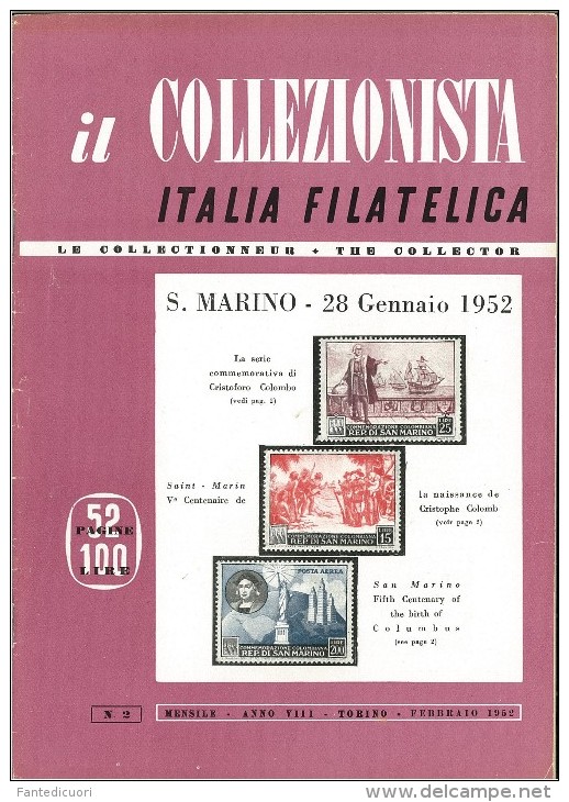 Rivista Il Collezionista - Bolaffi Editore Numero 2 Del 1952 - Italienisch (ab 1941)