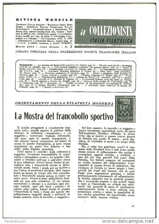 Rivista Il Collezionista - Bolaffi Editore Numero 3 Del 1952 - Italien (àpd. 1941)