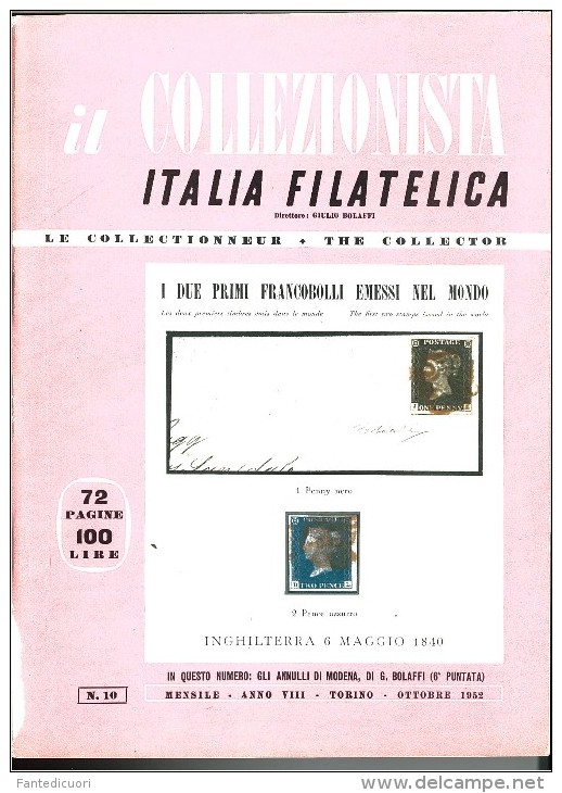 Rivista Il Collezionista - Bolaffi Editore Numero 10 Del 1952 - Italienisch (ab 1941)