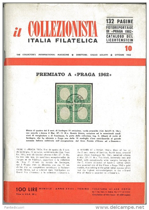 Rivista Il Collezionista - Bolaffi Editore Numero 10 Del 1962 - Italiane (dal 1941)