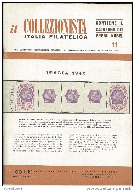 Rivista Il Collezionista - Bolaffi Editore Numero 11 Del 1962 - Italienisch (ab 1941)