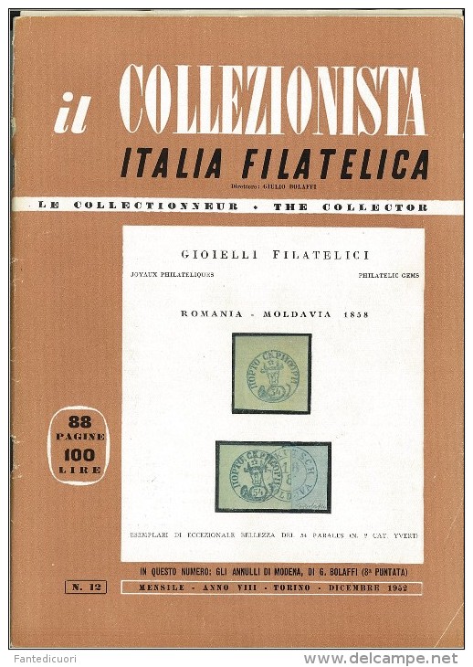 Rivista Il Collezionista - Bolaffi Editore Numero 12 Del 1952 - Italienisch (ab 1941)