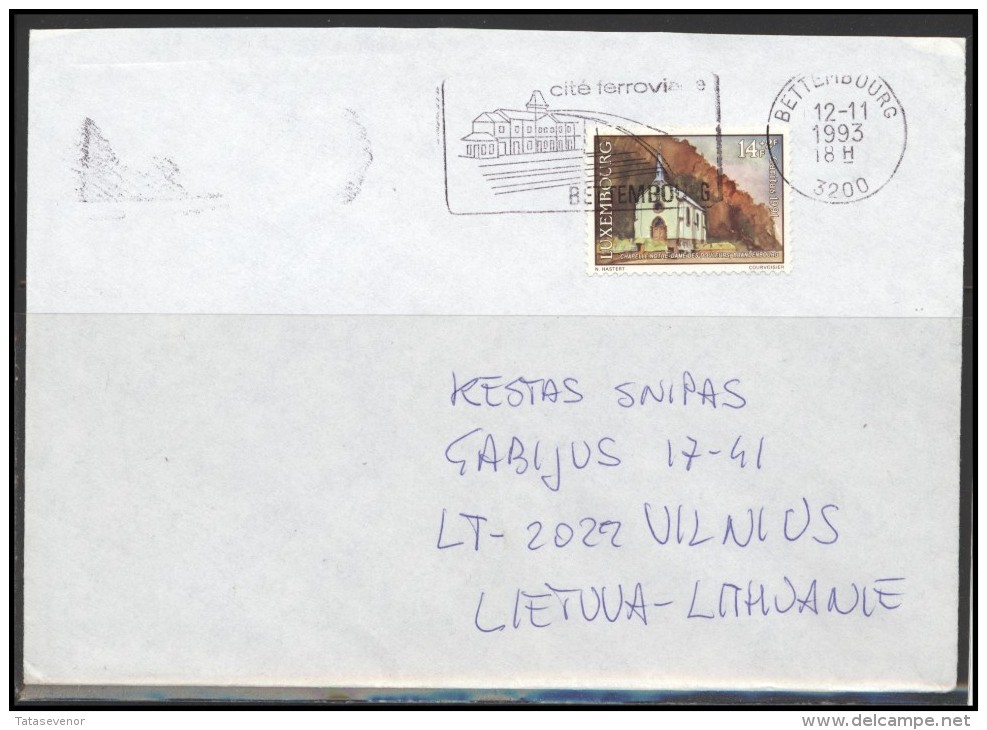 LUXEMBOURG Postal History Brief Envelope LU 004 Railway Architecture Church - Covers & Documents