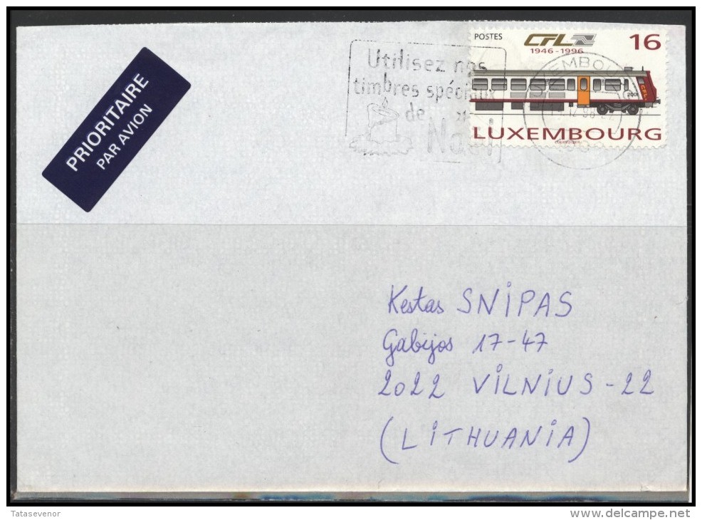 LUXEMBOURG Postal History Brief Envelope Air Mail LU 006 Trains Railway Philately Propaganda - Covers & Documents