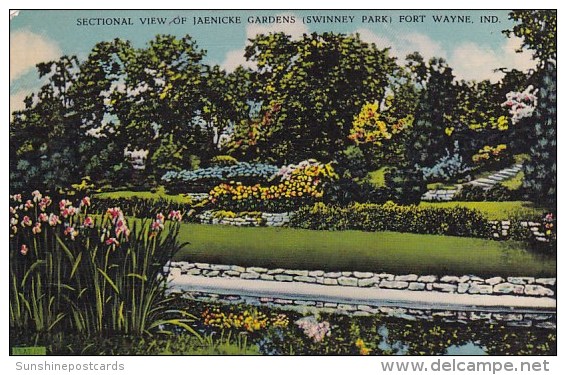 Sectional View Of Jaenicke Gardens Fort Wayne Indiana 1944 - Fort Wayne