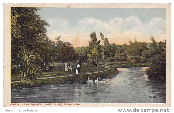 Central Park Showing Lower Lake Topeka Kansas - Topeka