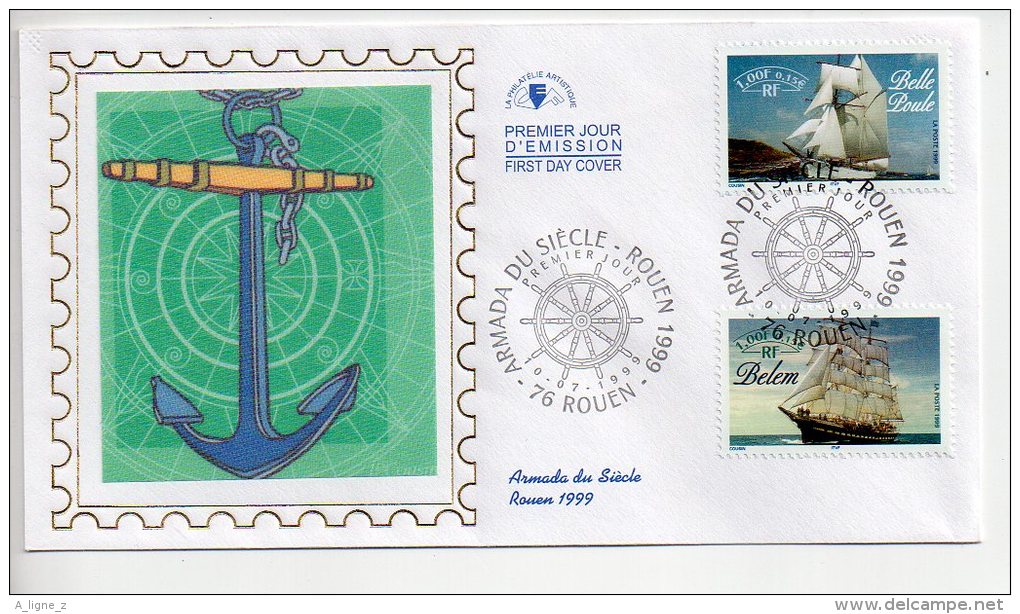 REF UU1  : Enveloppe First Day Cover FDC Premier Jour Armada Du Siècle ROUEN 1999 - 1990-1999