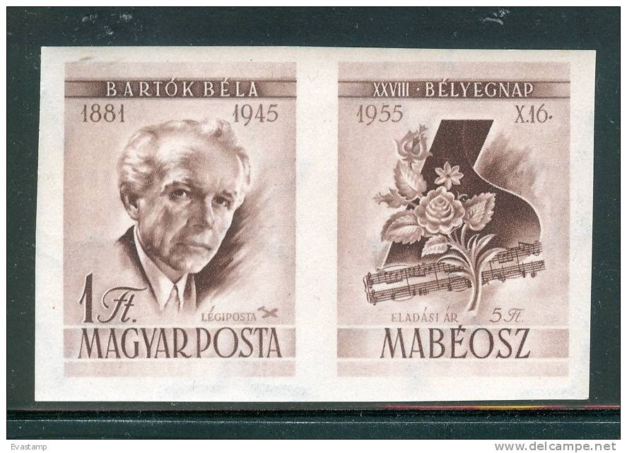 HUNGARY-1955.AIR Imperforated  - Composer Béla Bartók MNH! Mi 1452B Zf - Neufs