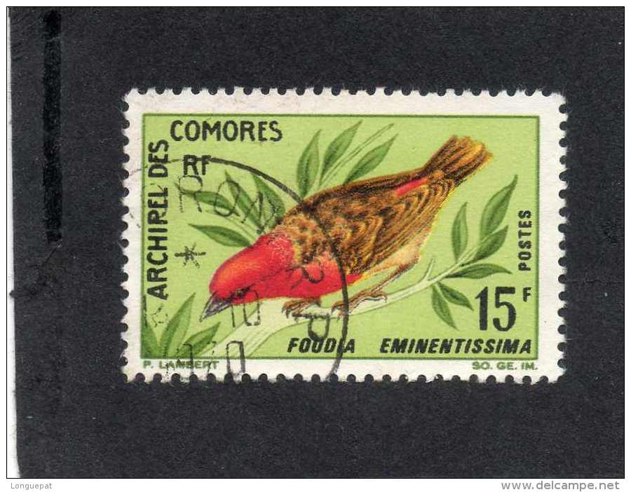 COMORES (Archipelle) : Oiseaux : Foudia Eminentissima Ou Foudi Des Comores - Passereau - Famille Des Ploceidae - Used Stamps