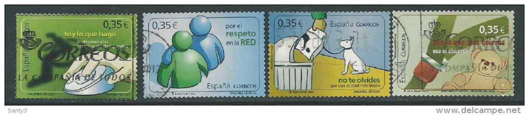 Spanje Yv 4295-98 Jaar 2011,   Reeks, Gestempeld, Zie Scan - Oblitérés