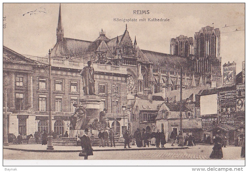 FR257  --  REIMS  --  KONIGSPLATZ MIT KATHEDRALE  --  1916  --  RESTAURANT, GRAND CAFE - Reims