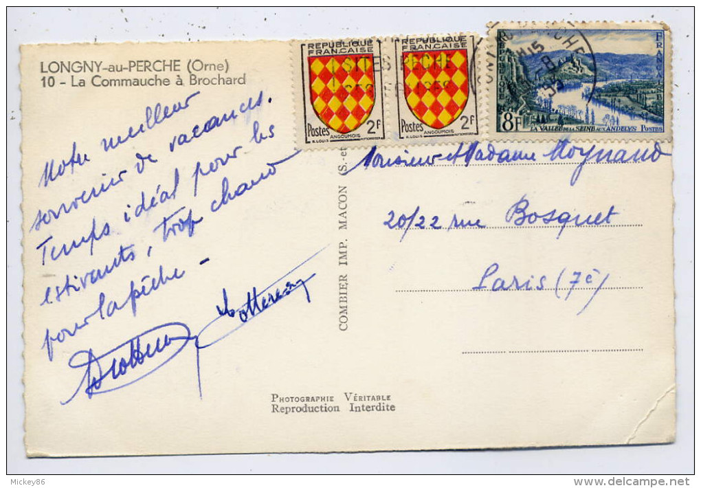 LONGNY AU PERCHE--1955---(Moulin De Brochard) --La Commauche à Brochard--cpsm 9 X 14  N° 10  éd Combier - Watermolens