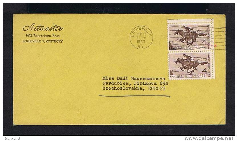 USA US Horses Chevaux Faune Animals Animaux 1960 Pony Express 2x Messanger Courrier Man-mail Post Sp2224 - Correo Postal