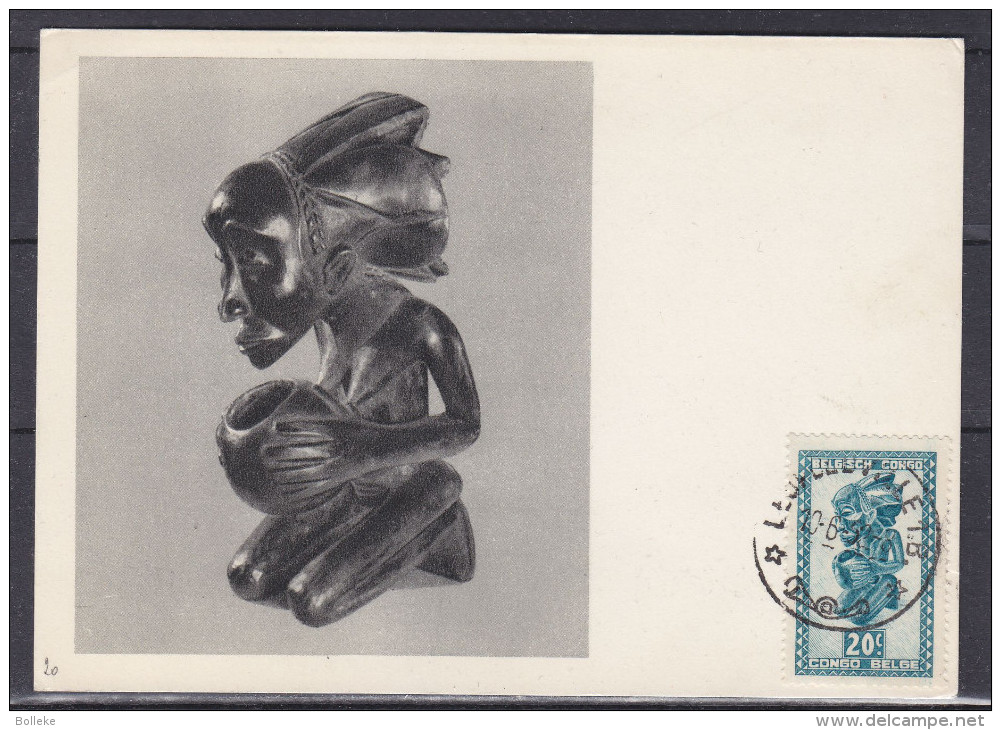 Arts - Statues - Congo Belge - Carte Postale Avec Oblitération Léopoldville - Carte Maximum ? - Expédié Vers La France - Briefe U. Dokumente