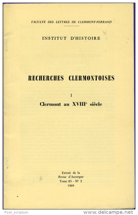 Livre - Lot De 5 Livres Sur Clermont Ferrand (Recherches Clermontoises Tome I à 3 + 5 + 6) - Auvergne