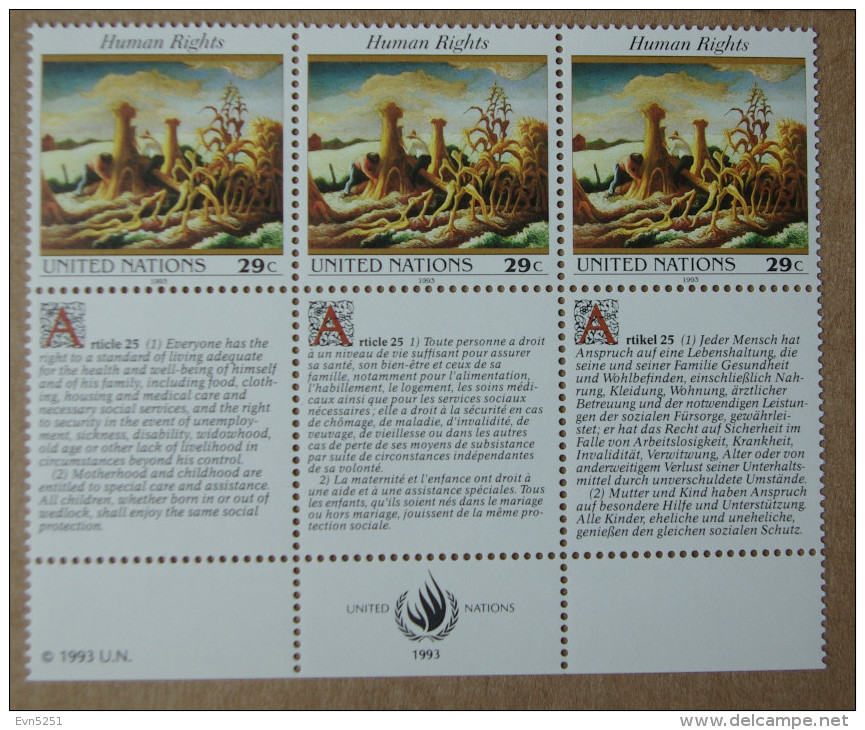 Y1 Nations Unies (New York)  : La Déclaration Universelle De Droits De L'Homme (V) - Unused Stamps