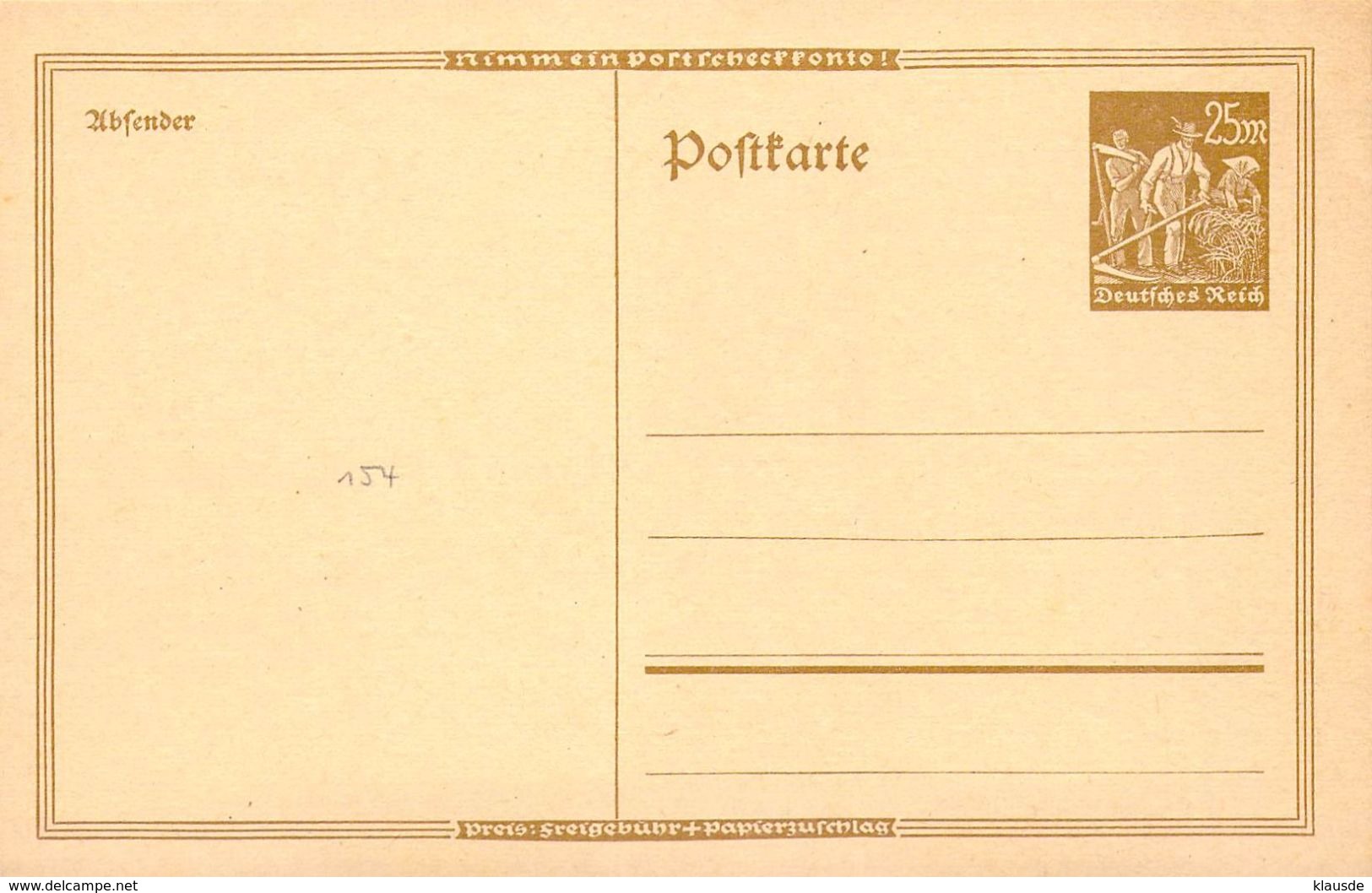 P1 (154) Nicht Verausgabt Deutschland Deutsches Reich - Postcards