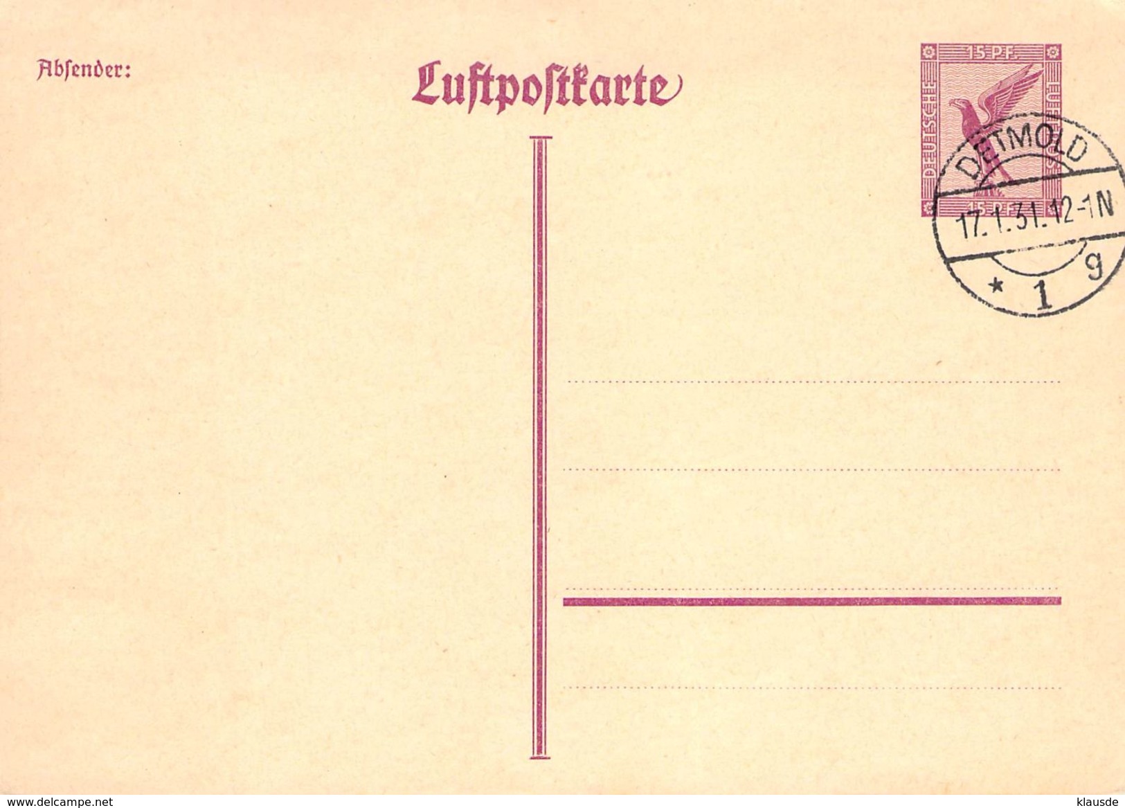 P 168 Deutschland Deutsches Reich - Tarjetas