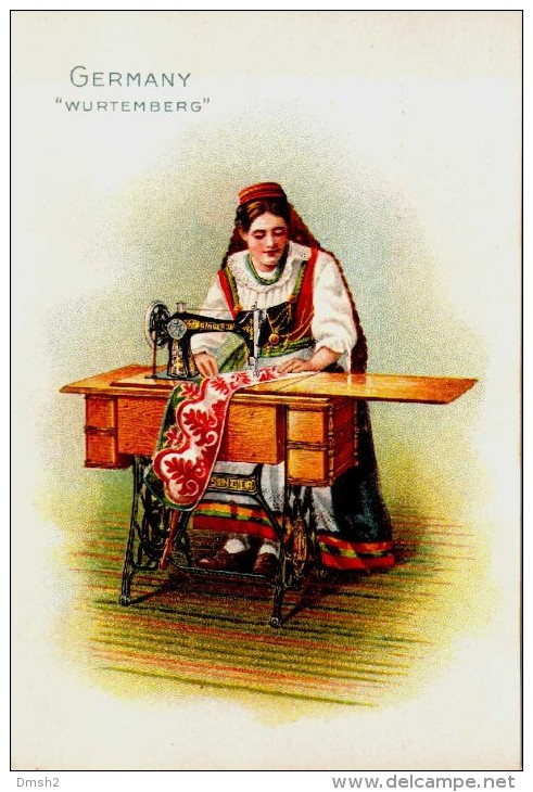 Singer Sewinig Trade Card 1892 Germay Wurtemberg - Advertising