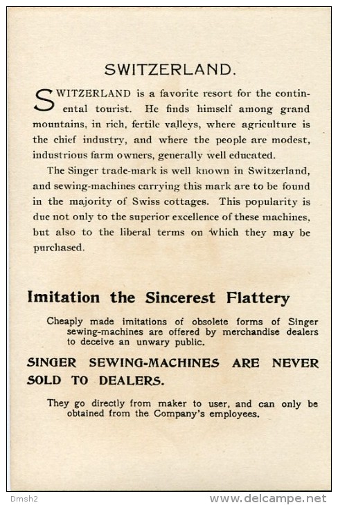 Singer Sewinig Trade Card 1892 Switzerland Soleure - Advertising