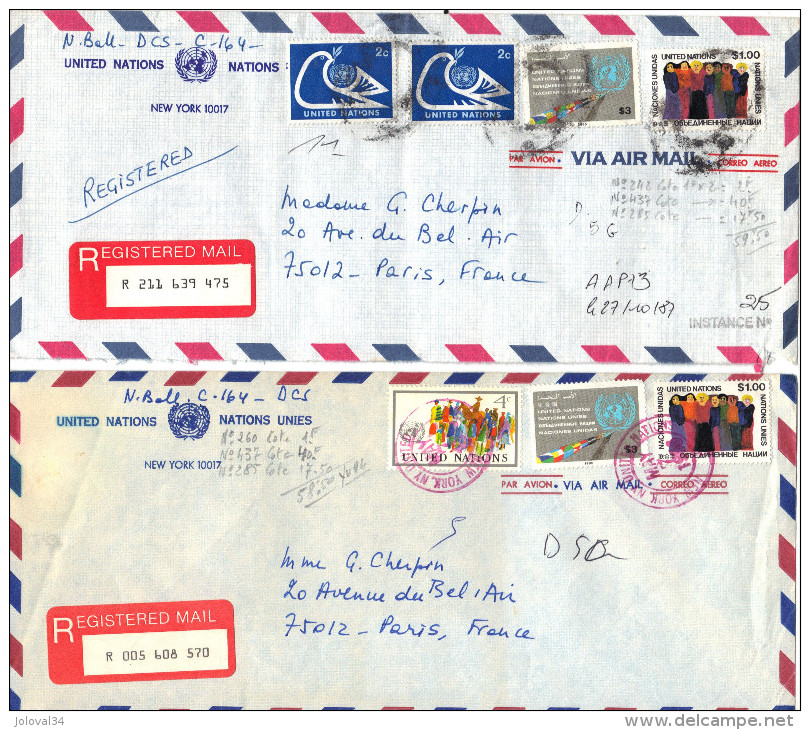 Lot Collection 25 Lettres Des Nations Unies Dont 2 Recommandées - Voir Tous Les Scans - Colecciones & Series