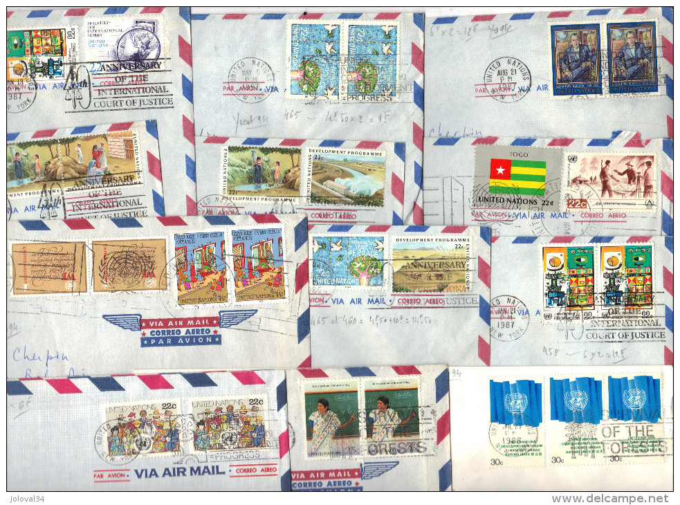 Lot Collection 25 Lettres Des Nations Unies Dont 2 Recommandées - Voir Tous Les Scans - Collections, Lots & Séries