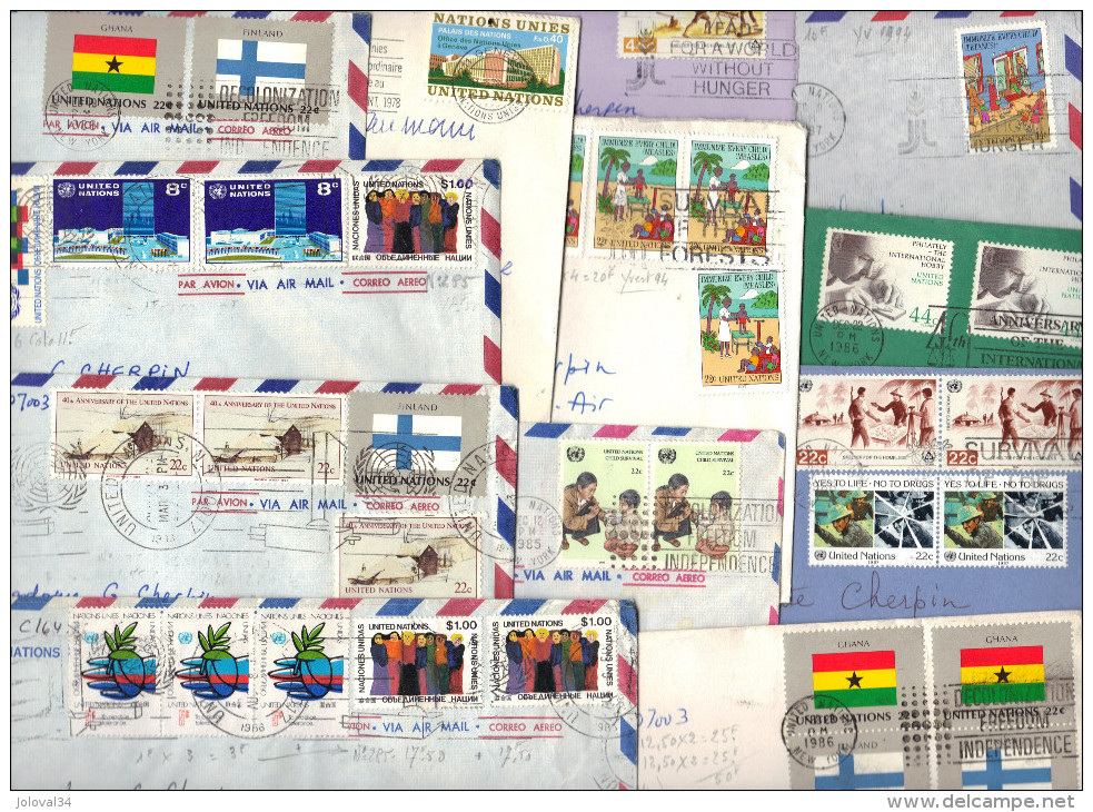 Lot Collection 25 Lettres Des Nations Unies Dont 2 Recommandées - Voir Tous Les Scans - Colecciones & Series