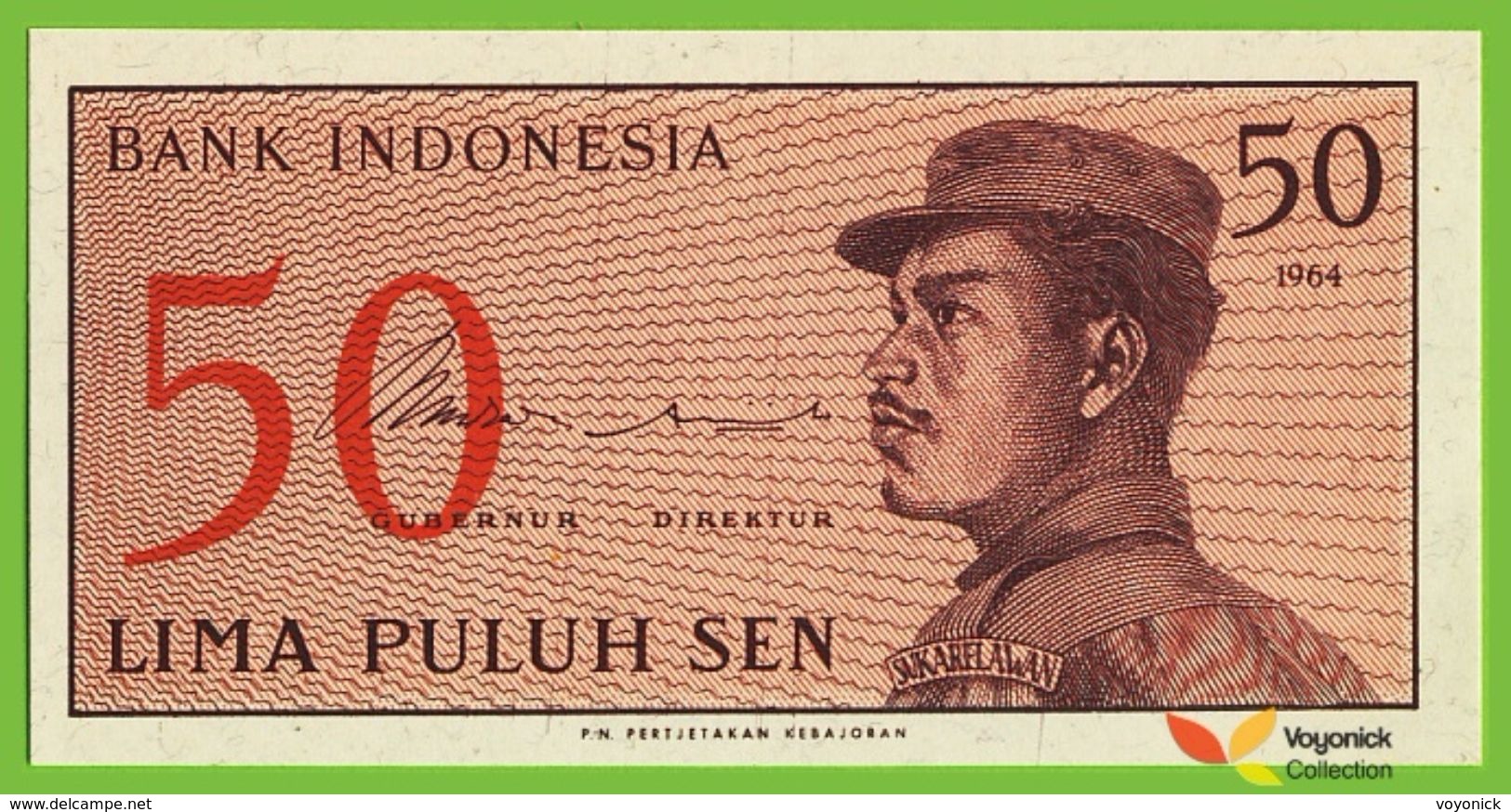 Voyo INDONESIA 50 Sen 1964 P94a B547a BWG UNC - Indonésie