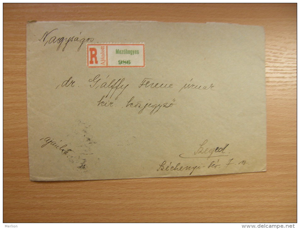 Hungary Cover - Mezöhegyes  Szeged R.  1939  S59.16 - Lettres & Documents