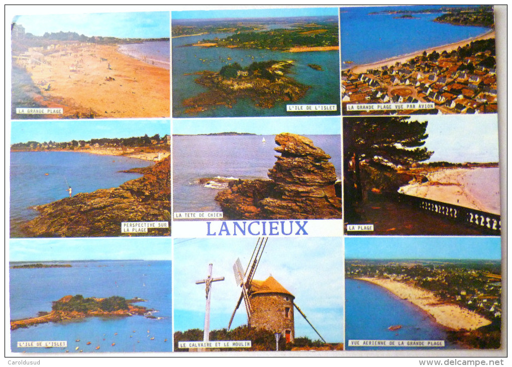 Cp Lancieux Multi Vues Souvenir  Bonjour  Plages Ile De Islet - Lancieux
