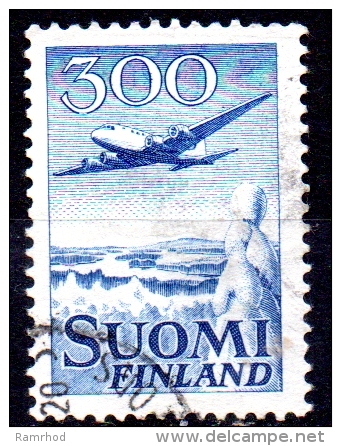 FINLAND 1958 Air - Douglas DC-6 Plane - 300m. - Blue  FU - Used Stamps