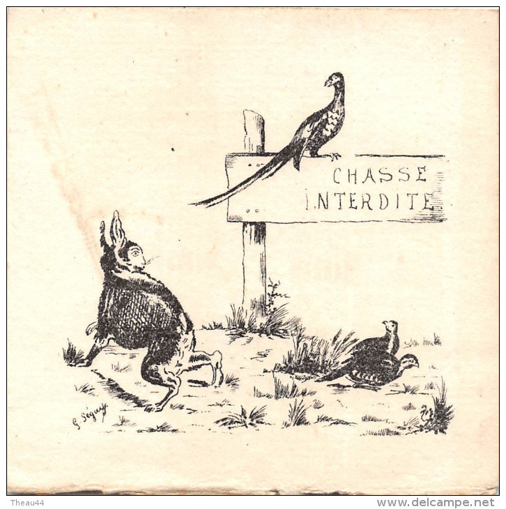 ¤¤   -   MENU  -  Chasseurs , Chasse , Lapin , Lièvre , Faisans  -  Illustrateur " G. Séguy "  -  ¤¤ - Menus