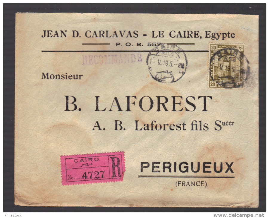 EGYPTE 1919 Usages Courants S/enveloppe Recommandée - 1915-1921 Protectorat Britannique