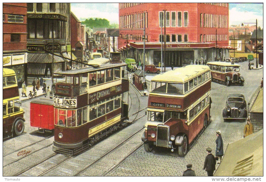 Coventry City Centre  -  Late 30s  -  Art Postcard By Transport Artist G.S.Cooper - Coventry