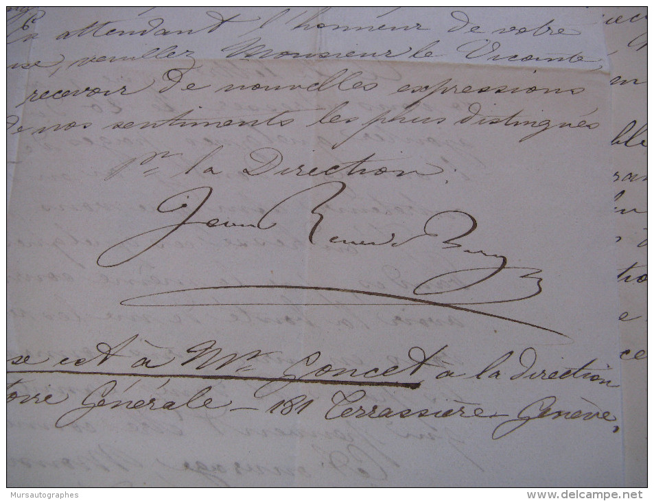 LETTRE AUTOGRAPHE SIGNEE DU GENEALOGISTE SUISSE GONCET 1862 ARISTOCRATIE FRANCE D'HOZIER DE SAINT-ALLAIS - Autres & Non Classés