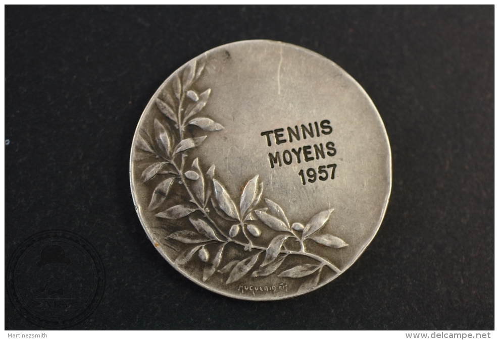 Rare Silver 925 Tennis Moyens 1957 ADISR Medal - Sonstige & Ohne Zuordnung