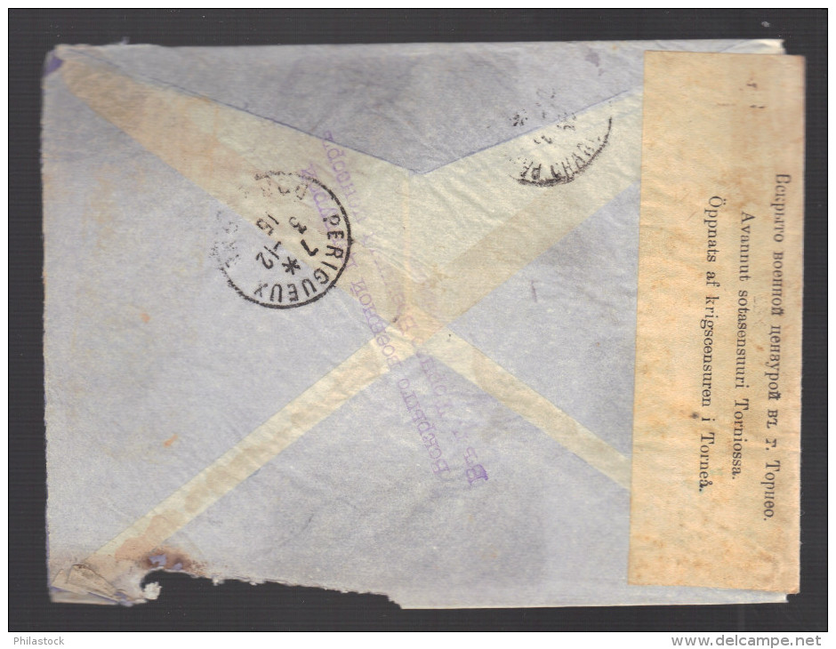 FINLANDE 1915 Usages Courants S/enveloppe Recommandée Censure Militaire - Covers & Documents