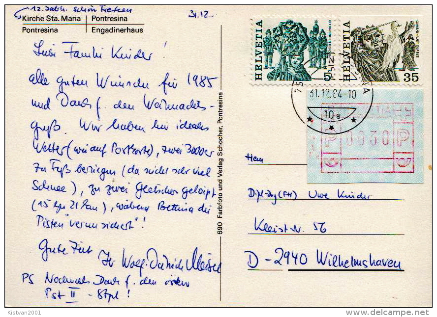 Switzerland 3 Postal Cards With 6 Automat Stamps, 5 Different Denomination - Timbres D'automates