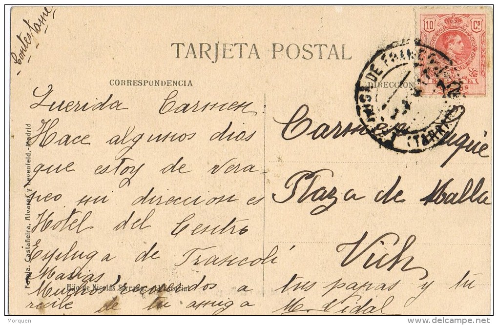 8743. Postal ESPLUGA De FRANCOLI (Tarragona) 1917 - Cartas & Documentos
