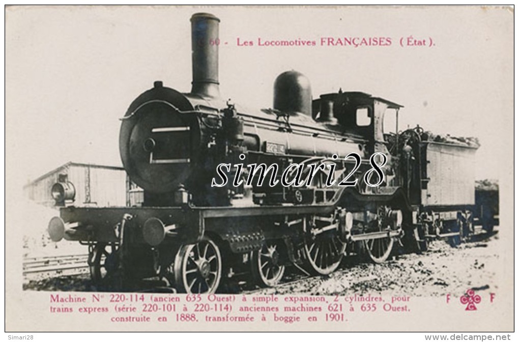 LES LOCOMOTIVES FRANCAISES ( Etat) - N° C 60 - MACHINE N° 220-114 - Eisenbahnen