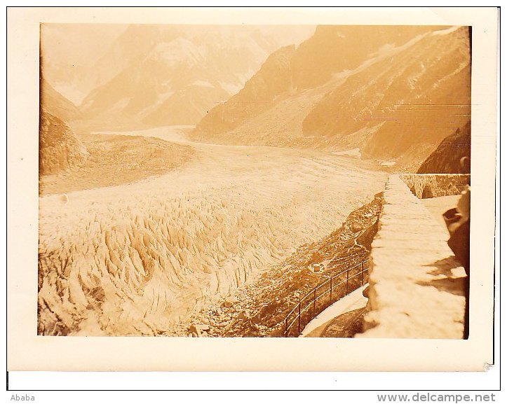 PHOTO CHAMONIX LA MER DE GLACE VUE DU PARAPET DE LA GARE 27 08 1915 - Other & Unclassified