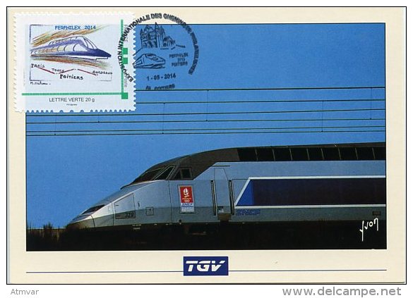 FRANCE (2014). Carte Maximum Card MTAM Montimbramoi - FERPHILEX 2014 - Poitiers 2014 - TGV (train, Railway) - Autres & Non Classés