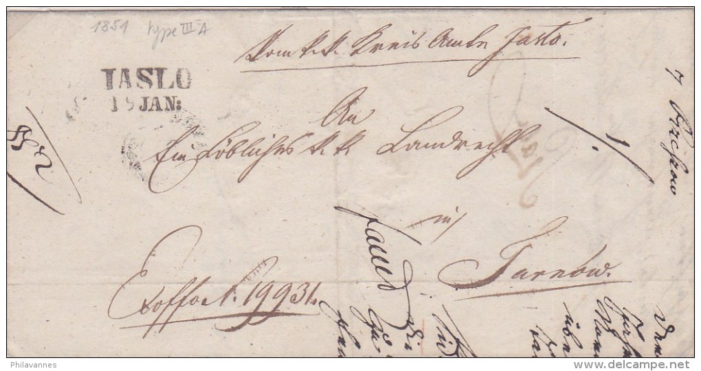 Pologne, Lettre De JASLO, (griffe, Avec Date ) 1851 Pour Tarvov (p7) - ...-1860 Vorphilatelie