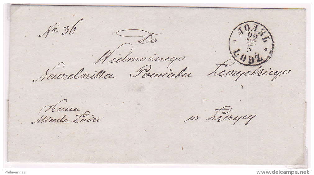 Pologne, Lettre De LODZ( CACHET NOIR BILINGUE RUSSE/POLONAIS),  (p17) - ...-1860 Prefilatelia