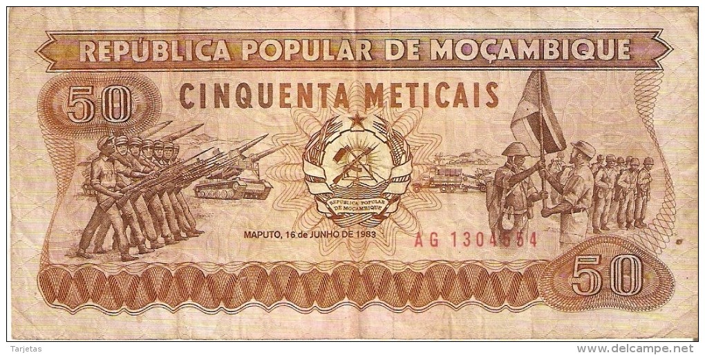 BILLETE DE MOZAMBIQUE DE 50 METICAIS DEL AÑO 1983 (BANKNOTE) - Mozambique