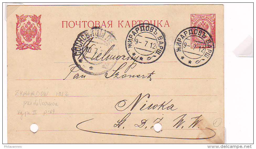 Pologne, Carte , Entier Russe  De ZYRARDOV, 1912  (p29) - Storia Postale