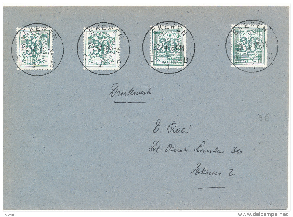 1969 Brief  Met PZ1027x4 Van Ekeren Naar Ekeren  Vertrekstempel Zie Scan(s) - 1951-1975 Heraldieke Leeuw