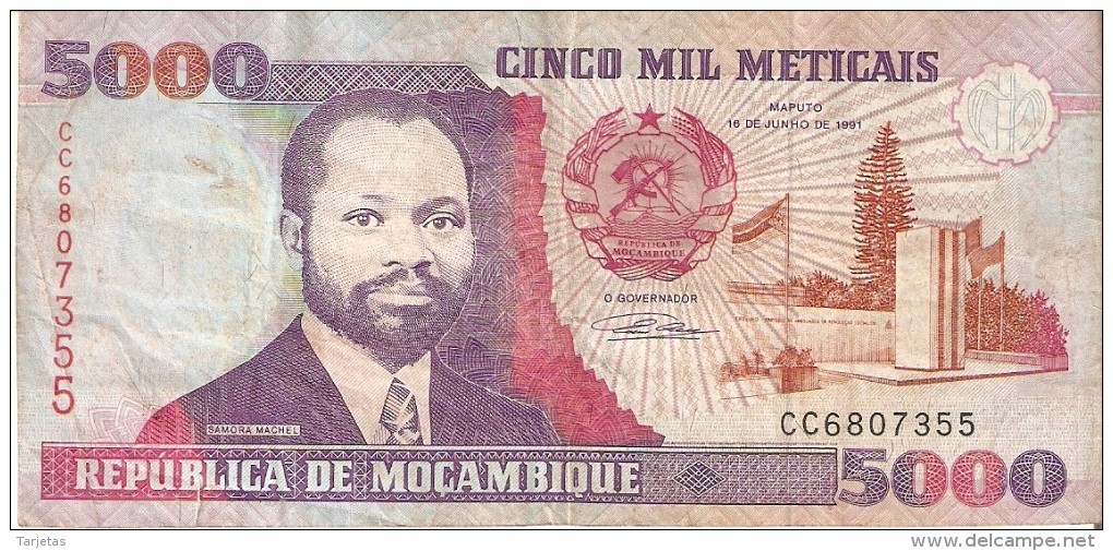 BILLETE DE MOZAMBIQUE DE 5000 METICAIS DEL AÑO 1991 (BANKNOTE) - Mozambique