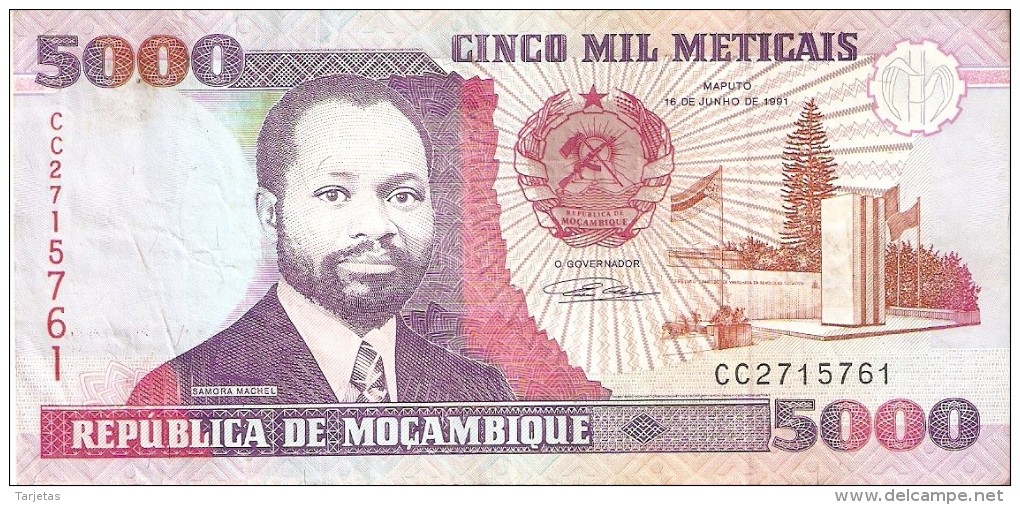 BILLETE DE MOZAMBIQUE DE 5000 METICAIS DEL AÑO 1991 (BANKNOTE) - Mozambique